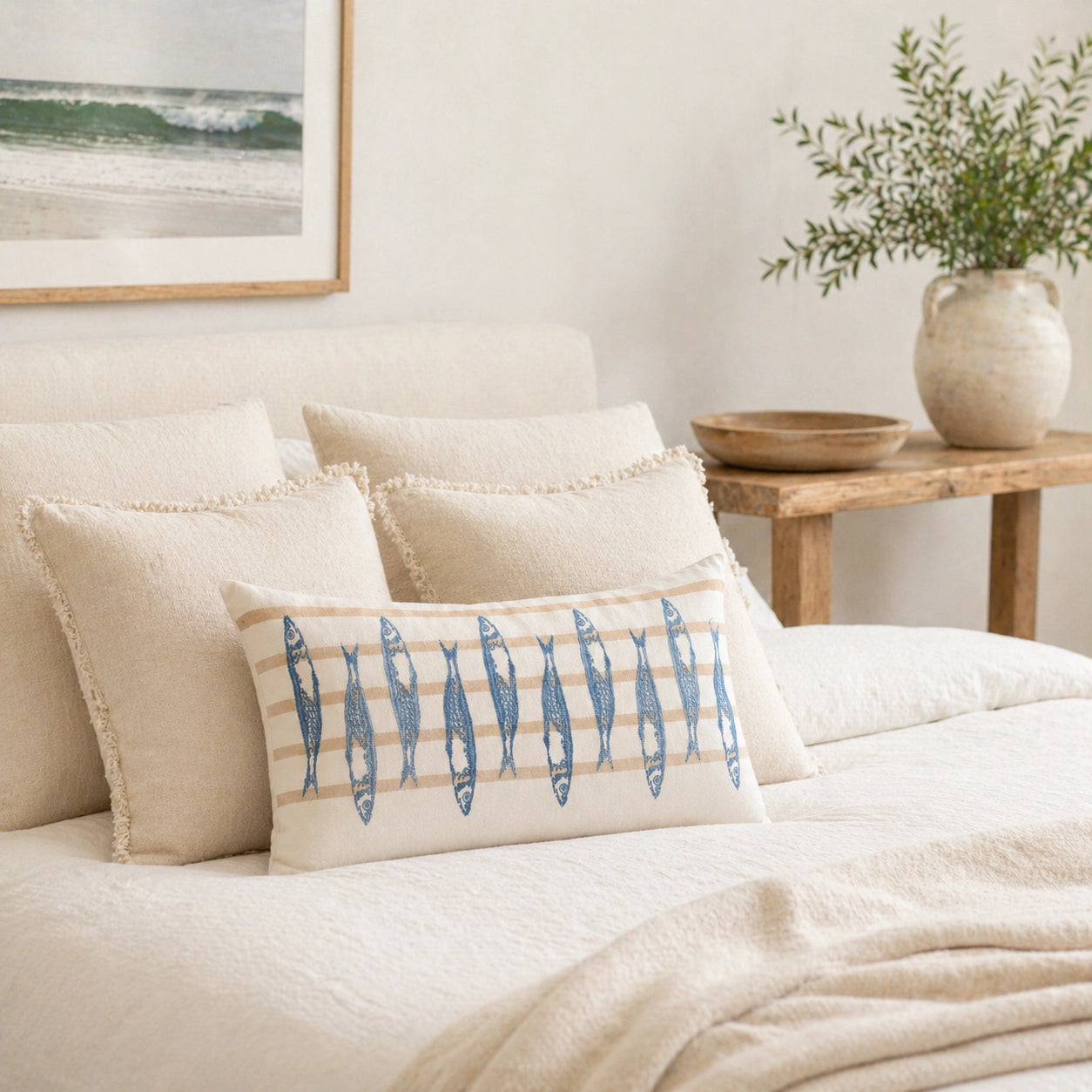 Kissenhülle Pad HAVN Dusty Blue im Schlafzimmer Coastal Look