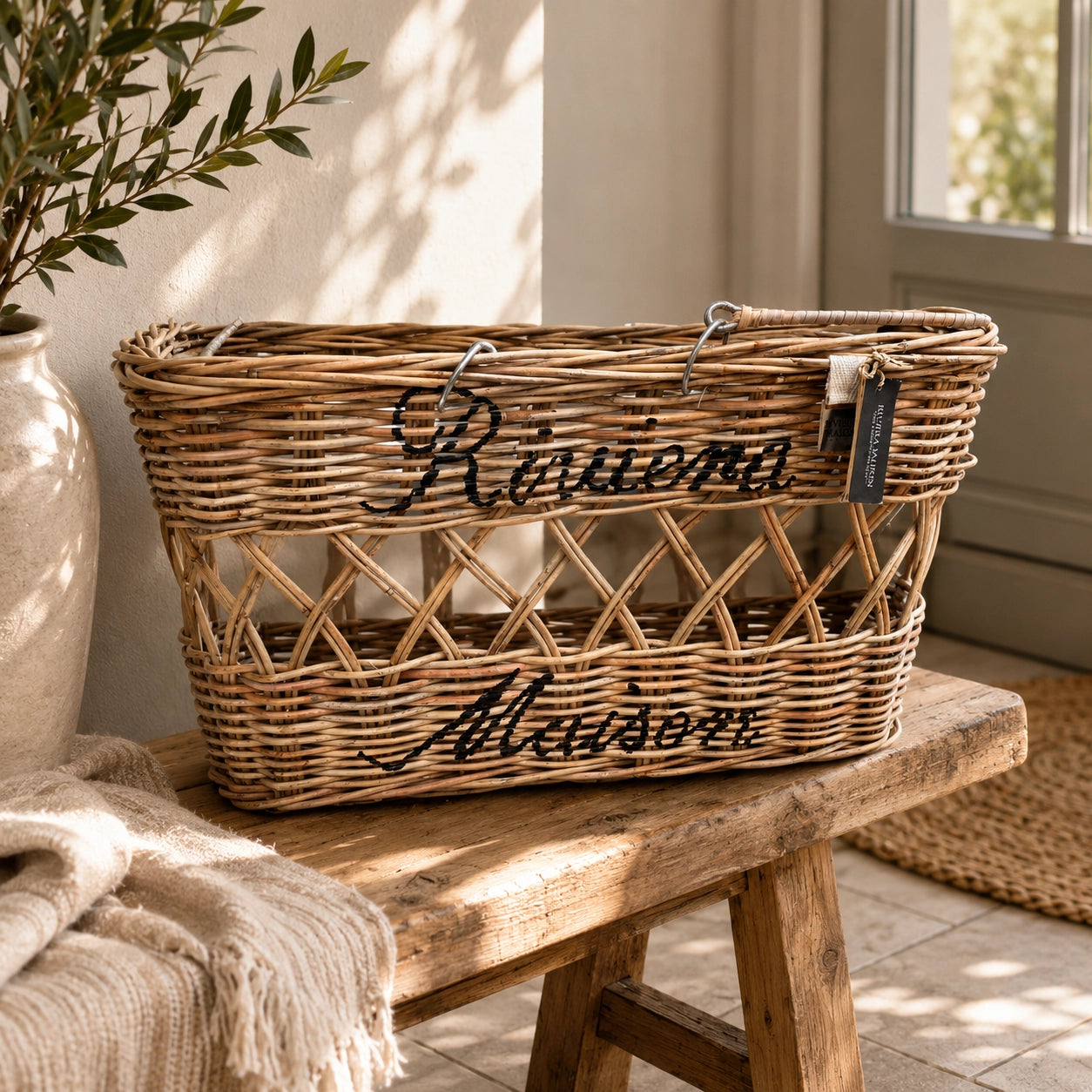 Einkaufskorb Riviera Maison Rustic Rattan Natur im Flur Coastal Look