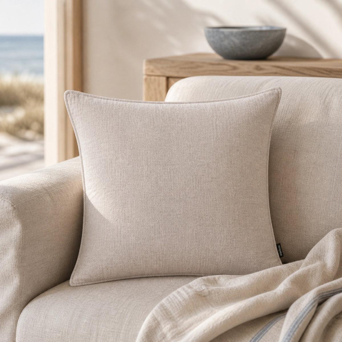 Kissenhülle PROFLAX Leinen Kiesel im Coastal Look