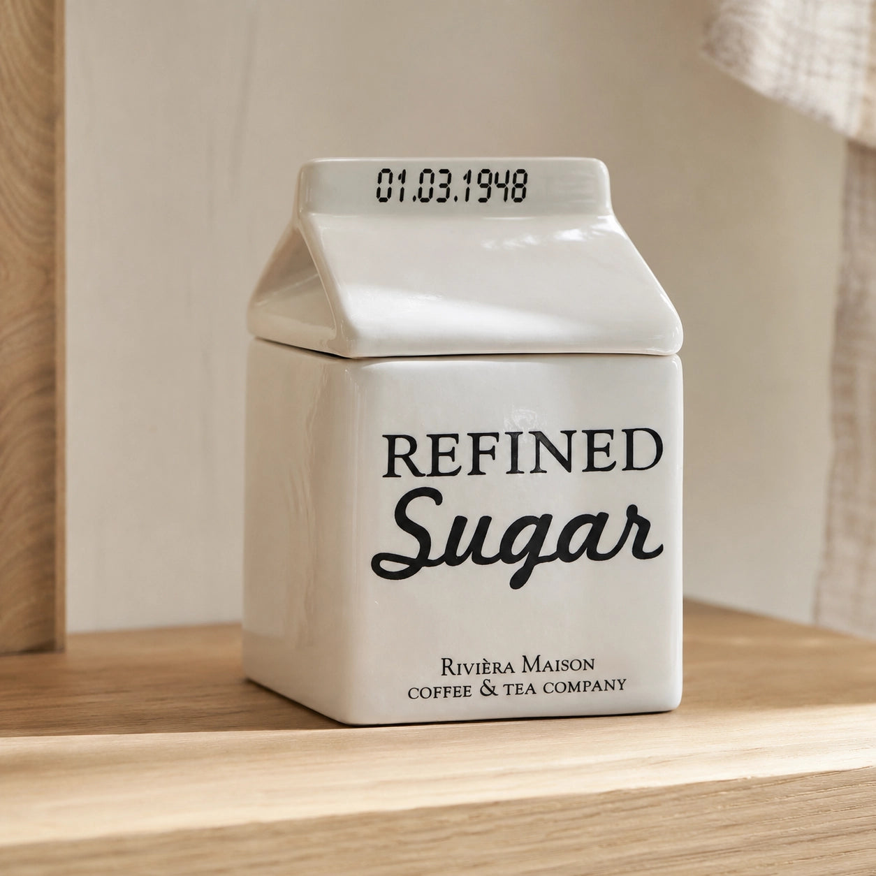 Zuckerdose Riviera Maison Carton Jar Sugar Weiß in der Küche