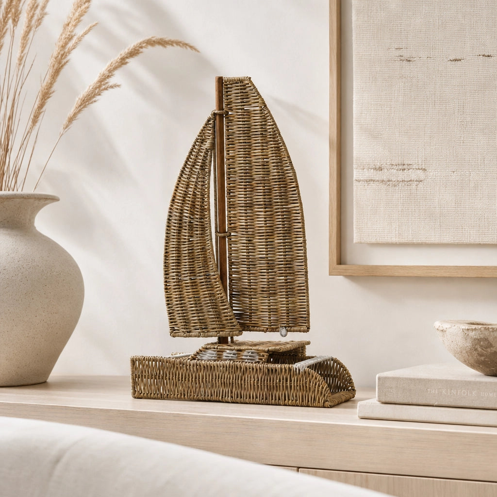 Dekofigur Riviera Maison Catamaran Rustic Rattan auf Sideboard im Coastal Look