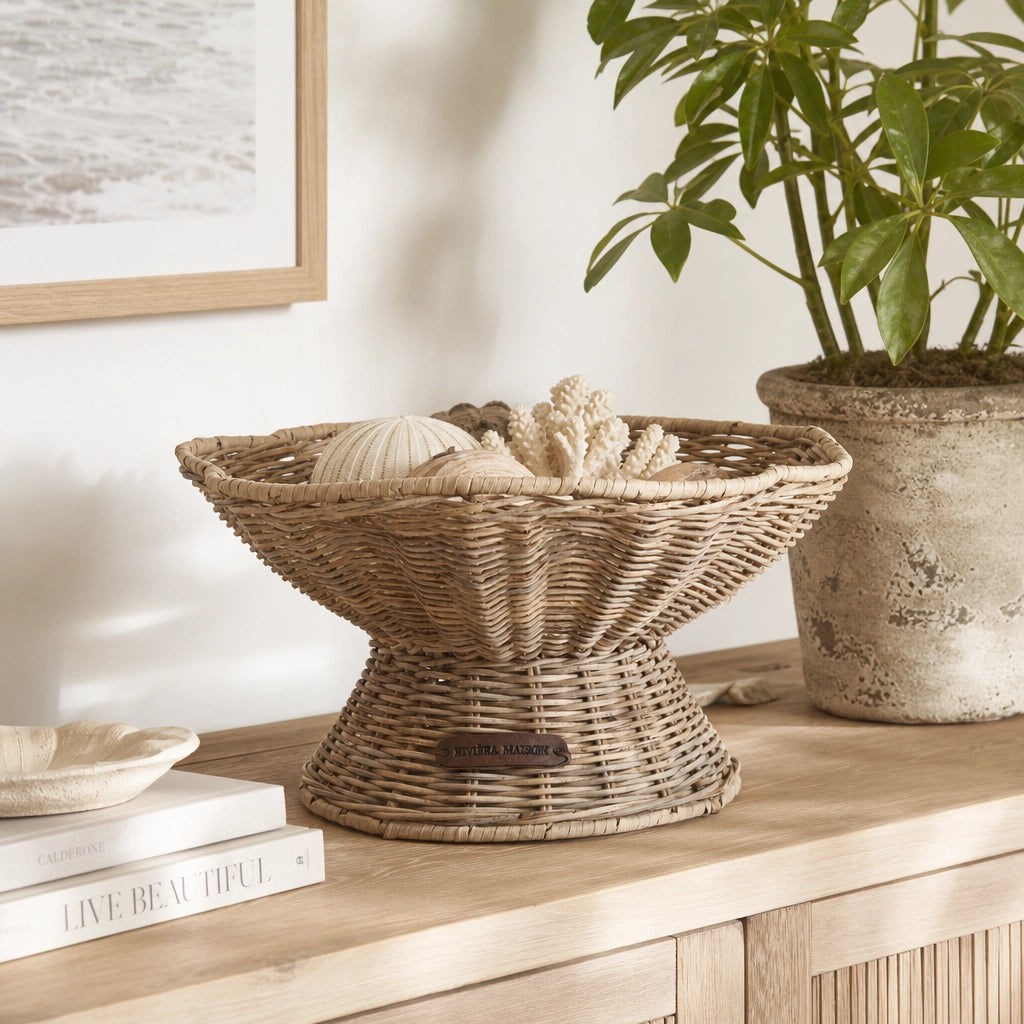 Rattan-Schale Riviera Maison Rustic Rattan Benoa Natur auf Sideboard