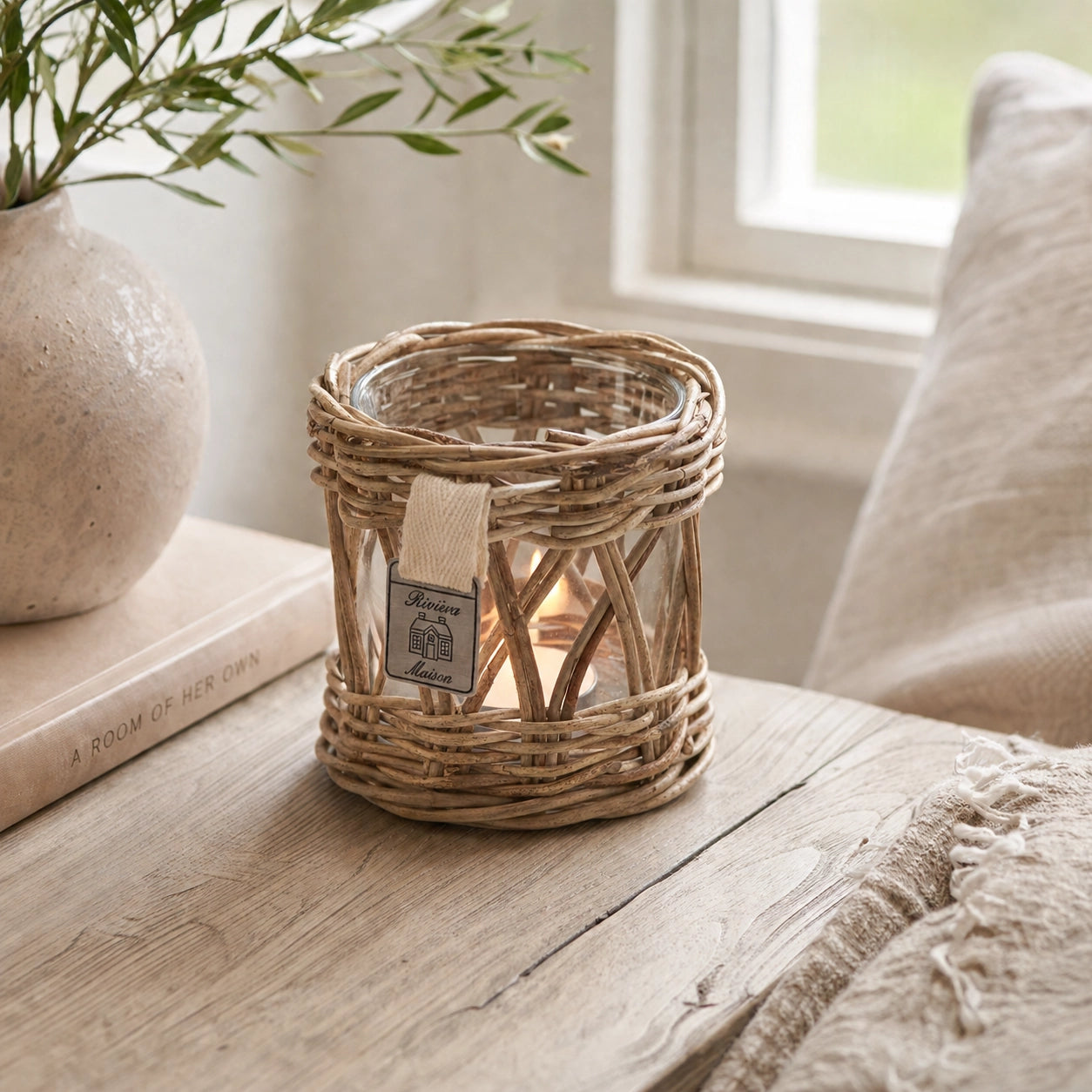 Windlicht Riviera Maison Rustic Rattan Votive Natur im Coastal Look