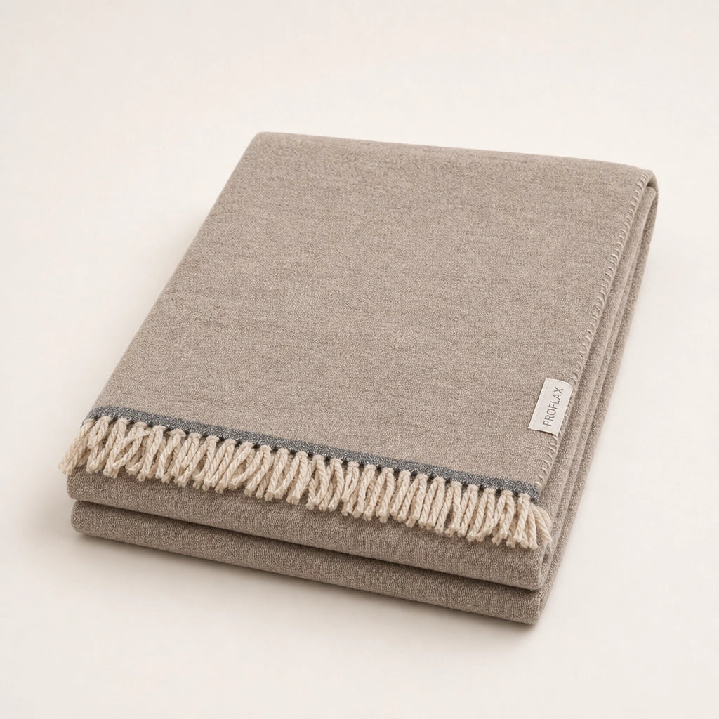 PROFLAX Italian Wool Mix Decke 130 x 200 cm – stone