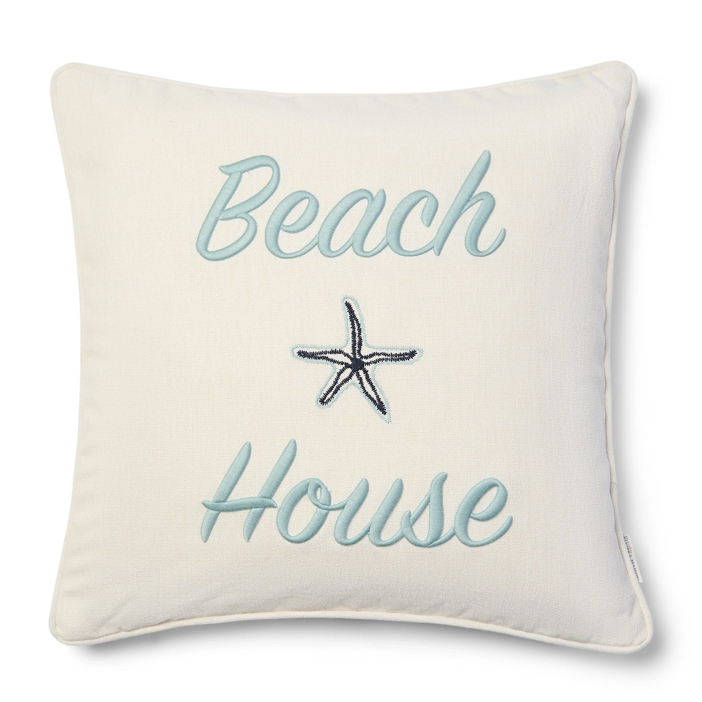Riviera Maison - Beach House Pillow Kissen 50 x 50 cm - Creme / Hellblau