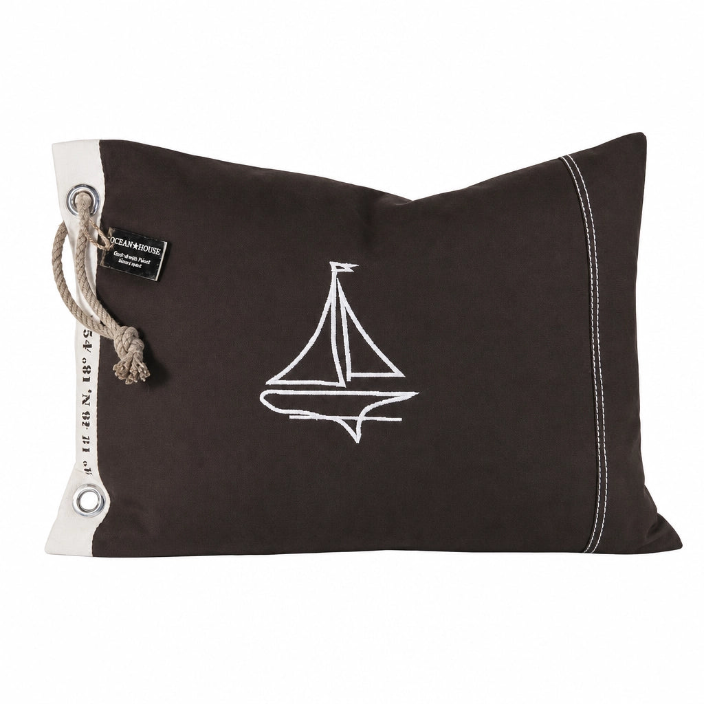 Oceanhouse Classic Coastal Canvas Kissenhülle 56 x 38 cm – Schiff