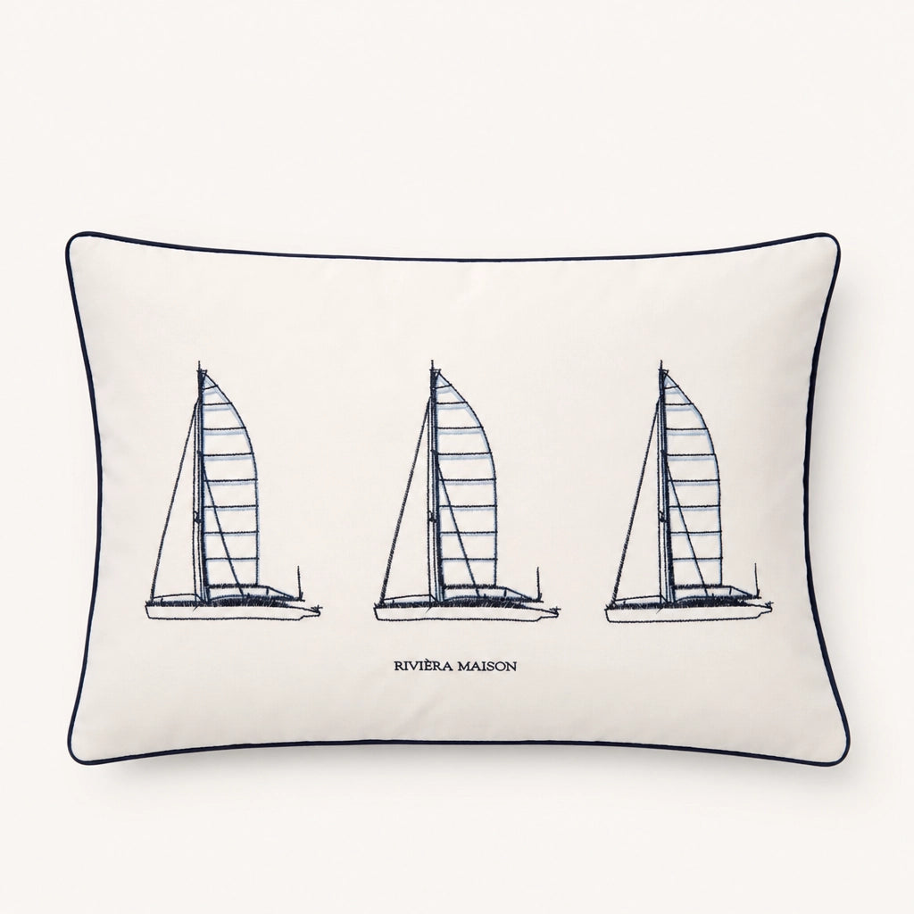 Riviera Maison - Sail Point Kissen 65 x 45 cm - Weiß/Navy