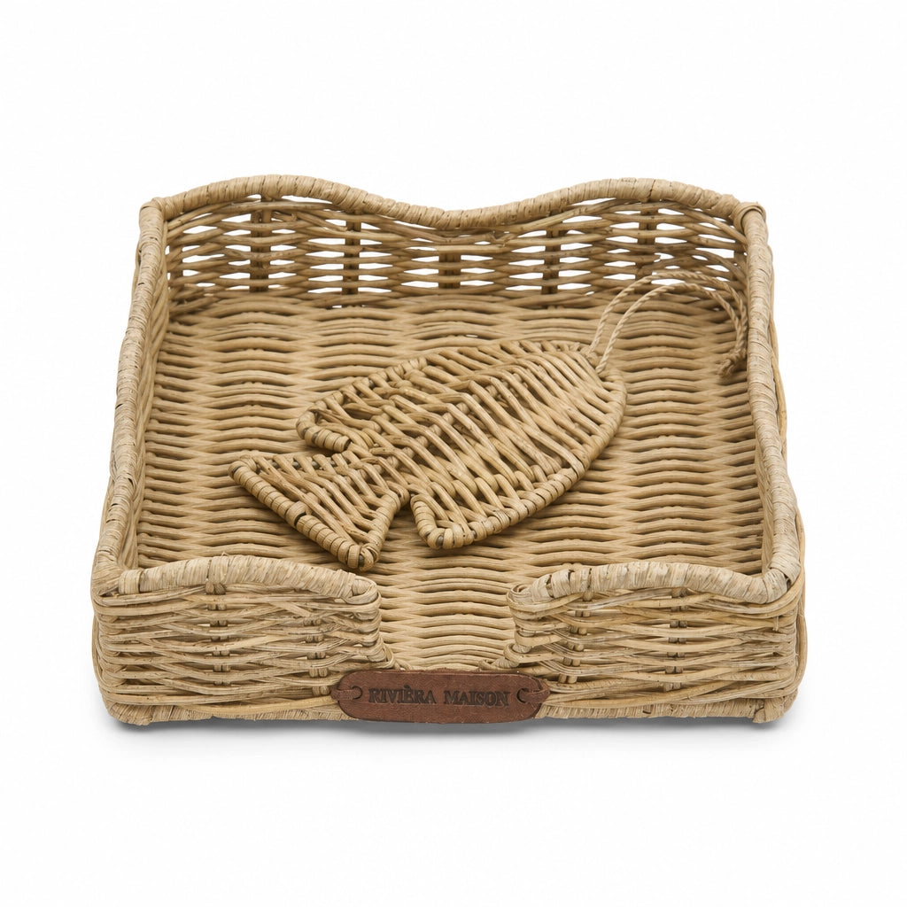 Riviera Maison Rustic Rattan Fish Serviettenhalter 20 x 20 cm – Natur