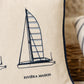Detailaufnahme Segelschiff-Motiv Kissen Riviera Maison Sail Point Weiß Navy