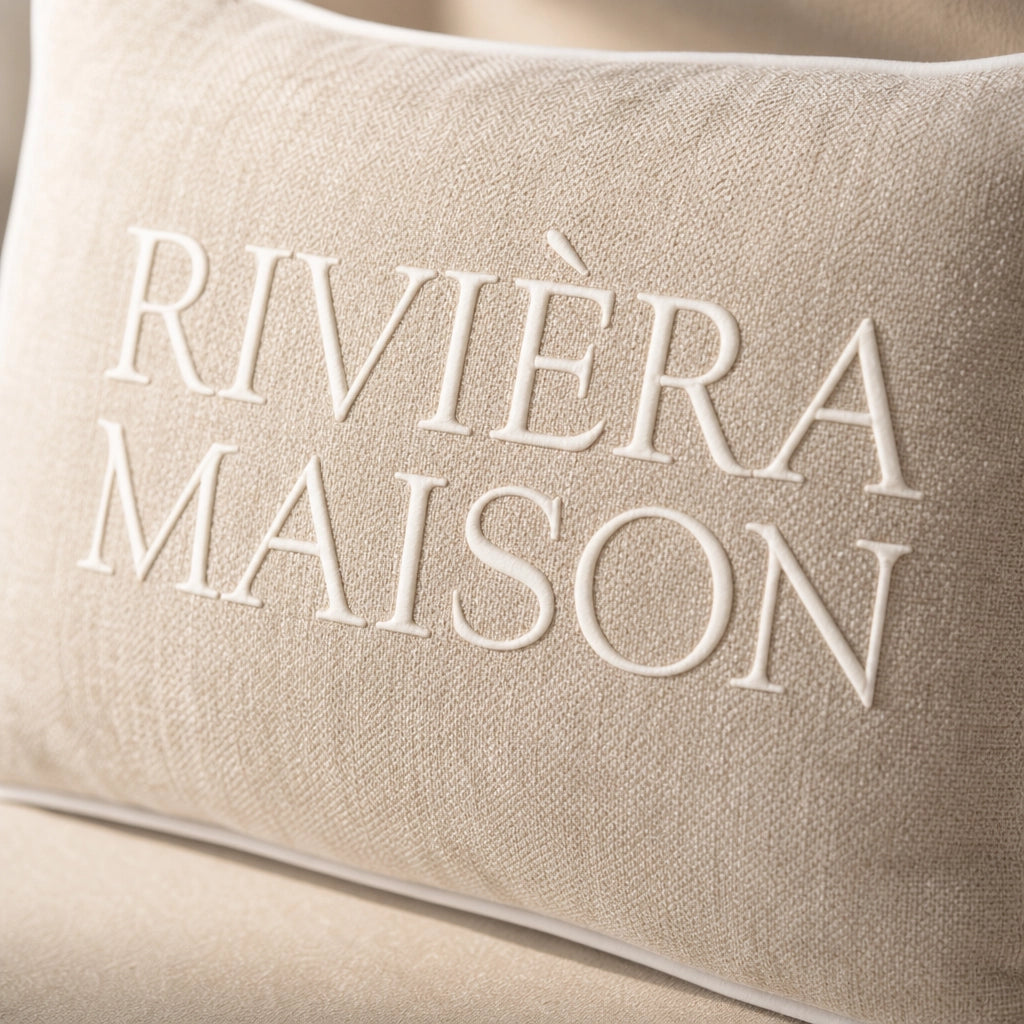 Detailaufnahme Stoffstruktur Kissen Riviera Maison Evora Pillow Beige