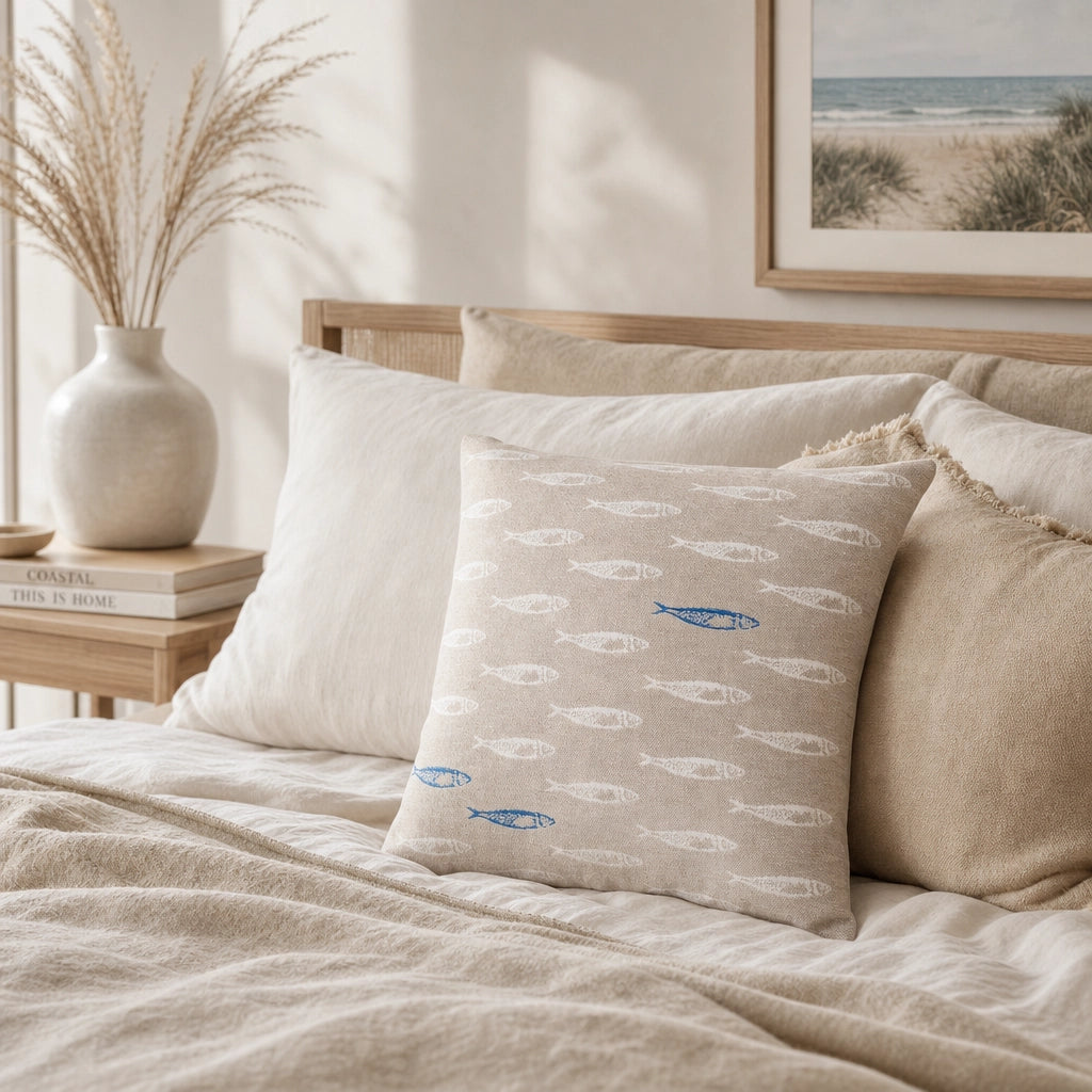 Kissenhülle Pad SARDINE Beige im Schlafzimmer Coastal Look