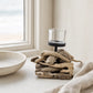 Windlicht WMG Treibholz Natur auf Fensterbank im Coastal Look