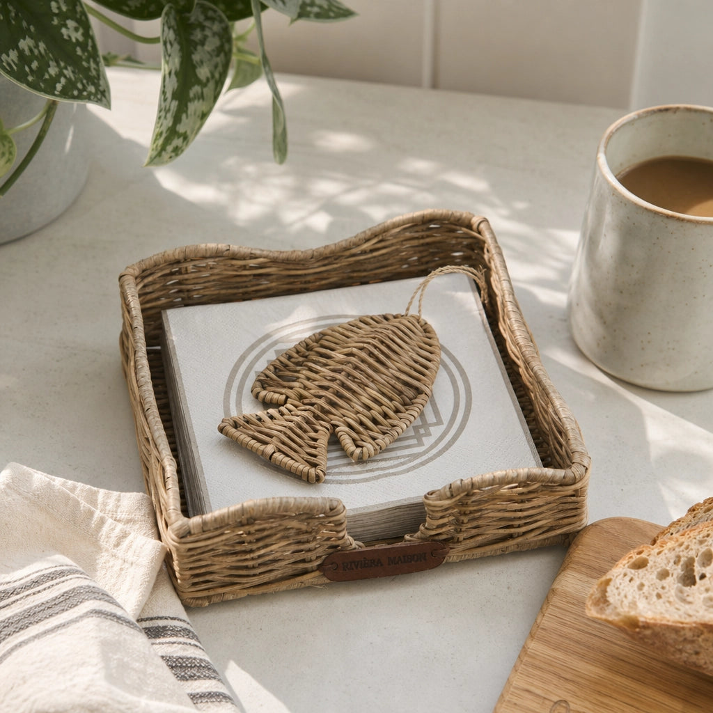 Serviettenhalter Riviera Maison Rustic Rattan Fish Natur in der Küche
