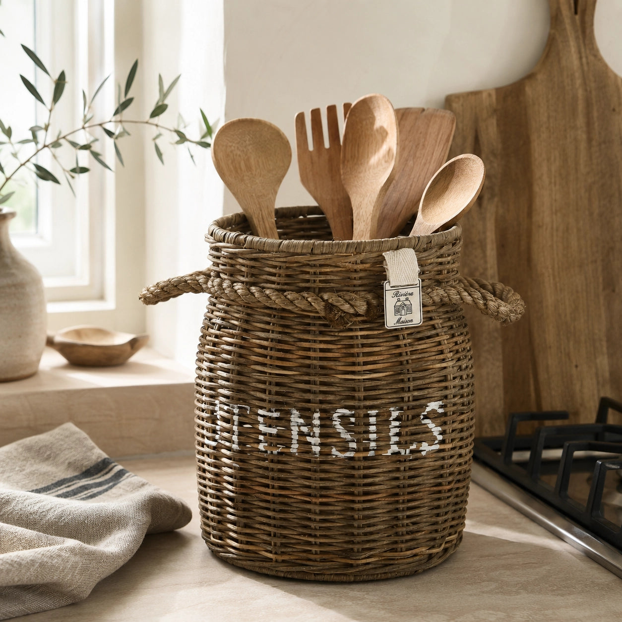 Utensilienhalter Riviera Maison Rustic Rattan im Küchenregal