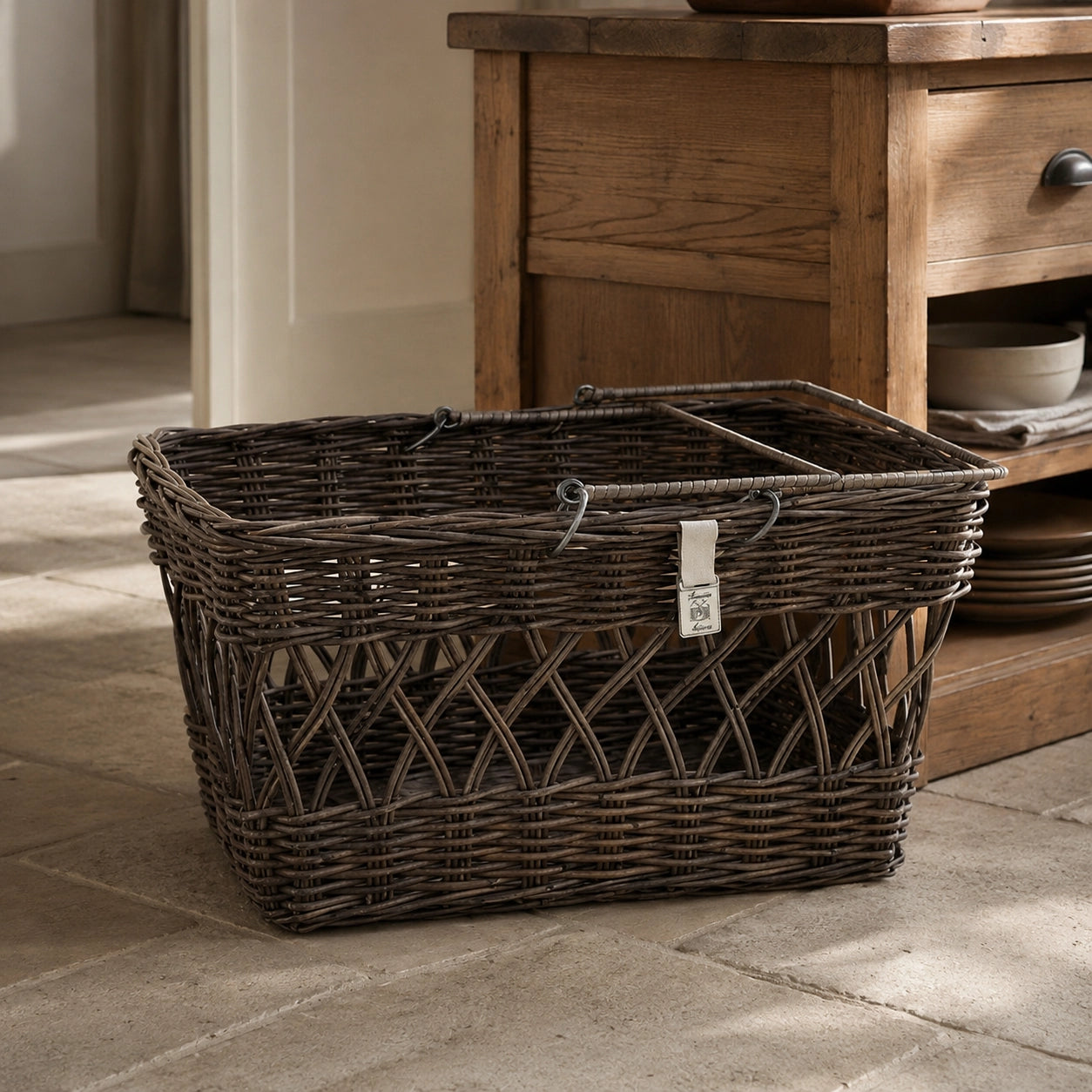 Rivièra Maison Rustic Rattan Shopping Basket 69 x 46 x 68 cm - Grau