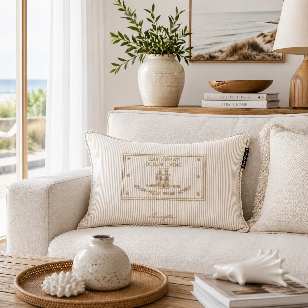 Lexington Dekokissen 30x40 cm Beige gestreift – Cozy Coast