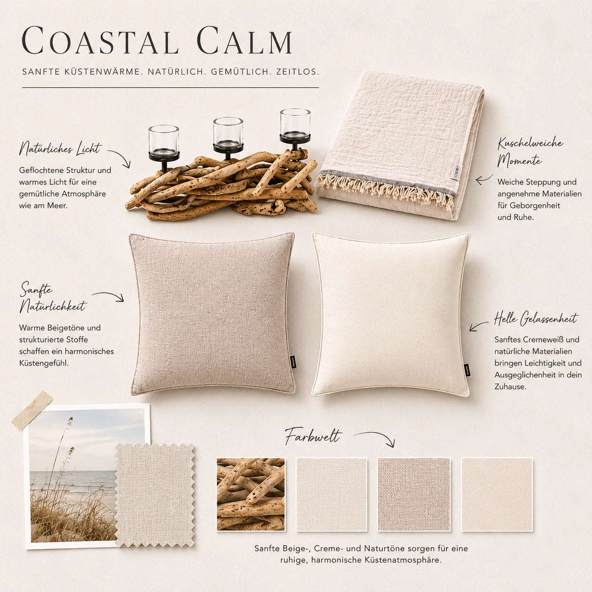 Cozy Coast Set Coastal Calm Moodboard ruhiges Wohnzimmer