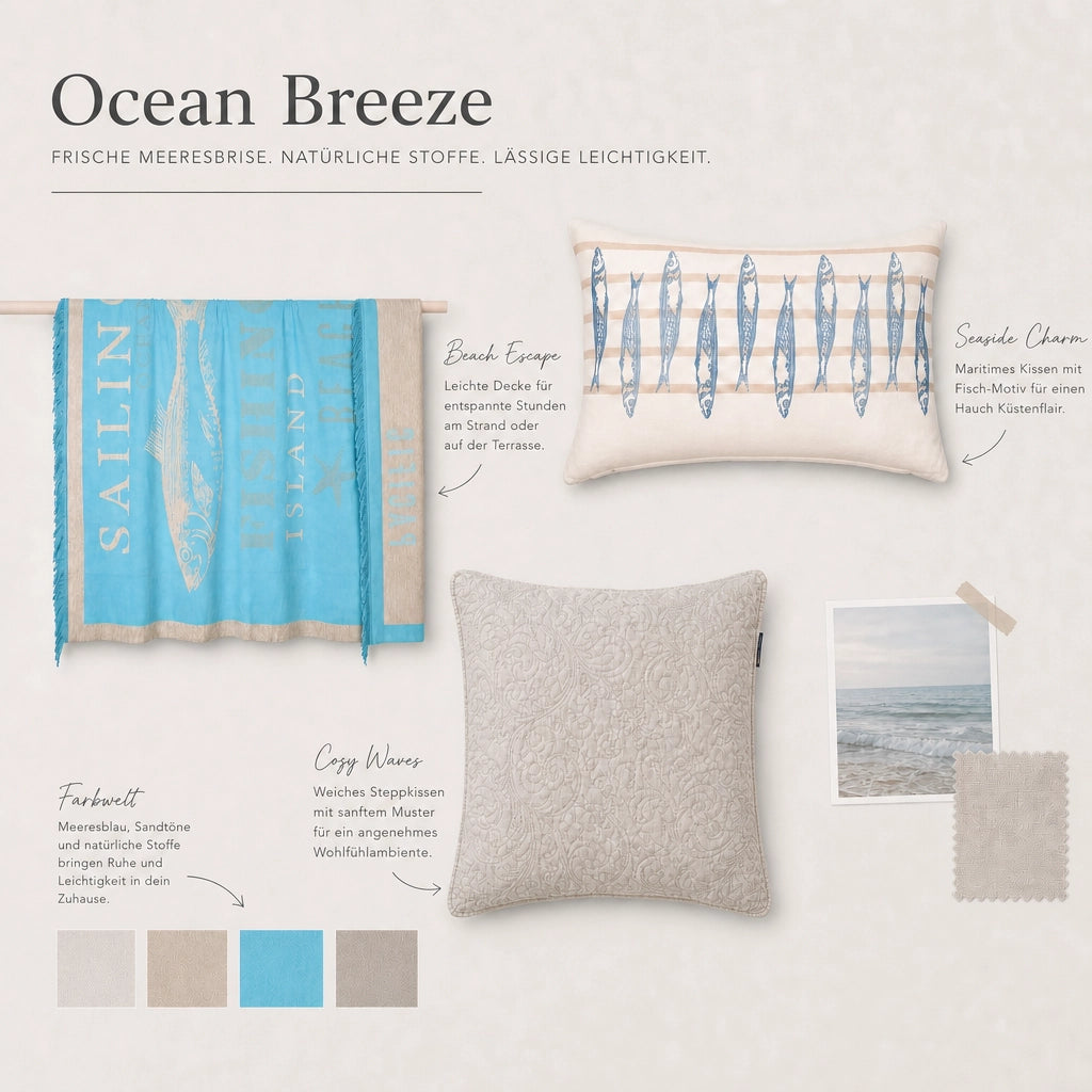 Cozy Coast Set Ocean Breeze Moodboard Küsten-Wohnzimmer