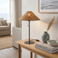 Tischleuchte J-Line Rattan Schwarz Natur auf Konsole im Coastal Look