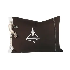 oceanhouse kissen classic coastal canvas braun segelboot stickerei 56x38 cm