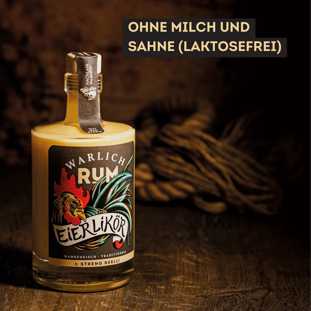 Warlich Rum Eierlikoer 0 5 L Flasche mit Glas laktosefrei Hinweis