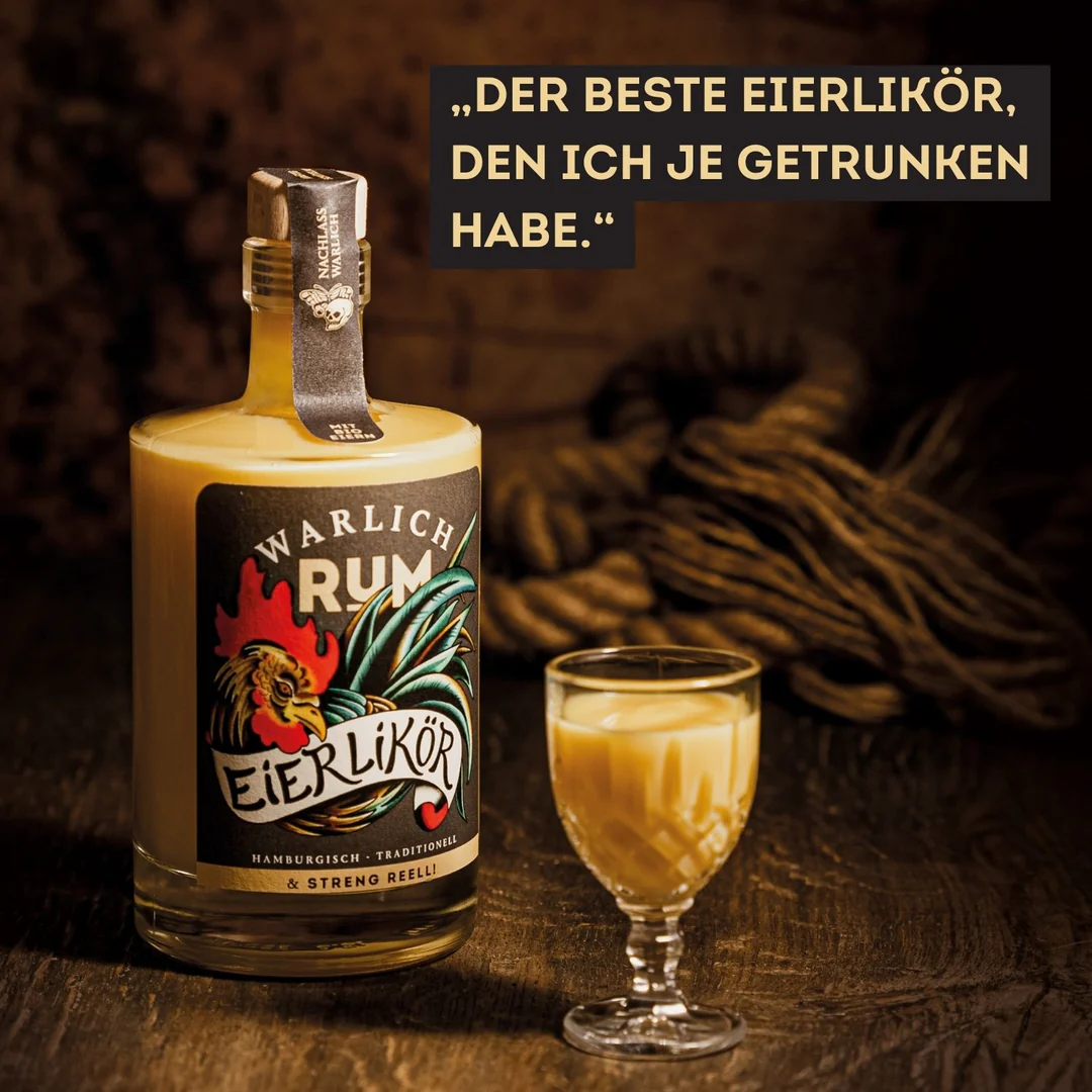 Warlich Rum Eierlikoer 0 5 L Flasche mit Glas Verkostung