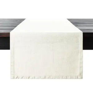 Cremeweißer Tischläufer aus 100% Leinen von Proflax in Offwhite